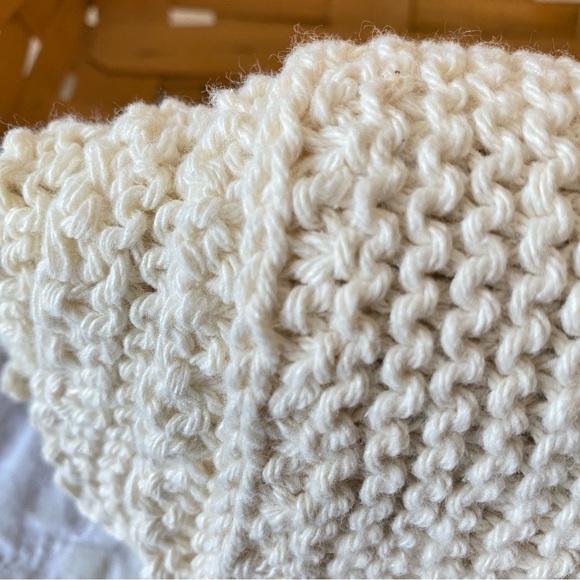 Hand Knit 100% Cotton Dish or Wash Cloth Beige/Natural Color x 4 - Picture 7 of 7